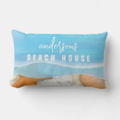 ビーチハウスウォーターカラー海カスタム ランバークッション (正面)
