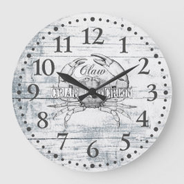 ビーチハウスウッドカニキッチンコーストコテージ ラージ壁時計