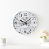 ビーチハウスウッドカニキッチンコーストコテージ ラージ壁時計 (ホーム)