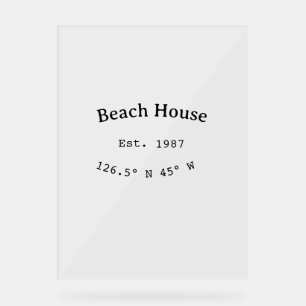 ビーチハウスエッツ。日付の年のカスタム座標の追加 アクリルサイン