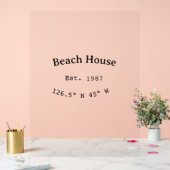 ビーチハウスエッツ。日付の年のカスタム座標の追加 アクリルサイン (ウェディング)