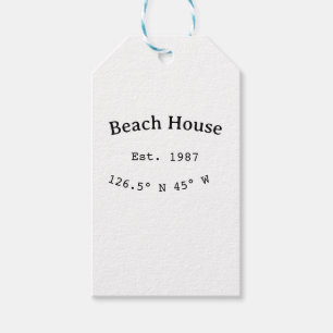 ビーチハウスエッツ。日付の年のカスタム座標の追加 ギフトタグ