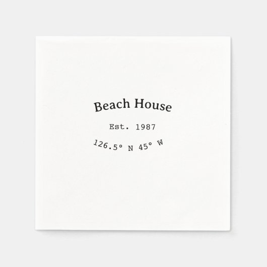 ビーチハウスエッツ。日付の年のカスタム座標の追加 スタンダードカクテルナプキン (正面)