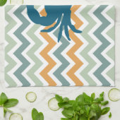 ビーチハウスキッチンホームデコールカニシェブロン キッチンタオル (折り畳み)