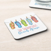 ビーチハウスキュートカラフルビーチサンダルカスタム コースター (左側)