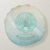 ビーチハウスクラムシェルアクアブルーID623 ラウンドクッション (裏面)