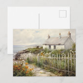 ビーチハウスコテージシーサイドフェンスバケーションヴィンテージ ポストカード (正面/裏面)