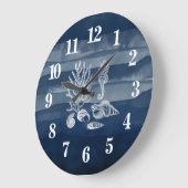 ビーチハウスコーラルシーホースネイビーブルーラージクロック ラージ壁時計 (傾斜)