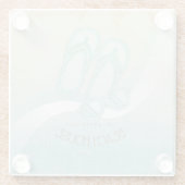 ビーチハウスサングラスとビーチサンダルアクアID623 ガラスコースター (裏面)