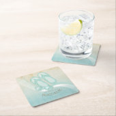 ビーチハウスサングラスとビーチサンダルアクアID623 スクエアペーパーコースター (インサイチュ)