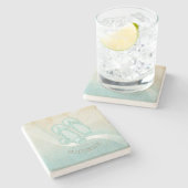 ビーチハウスサングラスとビーチサンダルアクアID623 ストーンコースター (横)