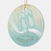 ビーチハウスサングラスとビーチサンダルアクアID623 セラミックオーナメント (左)