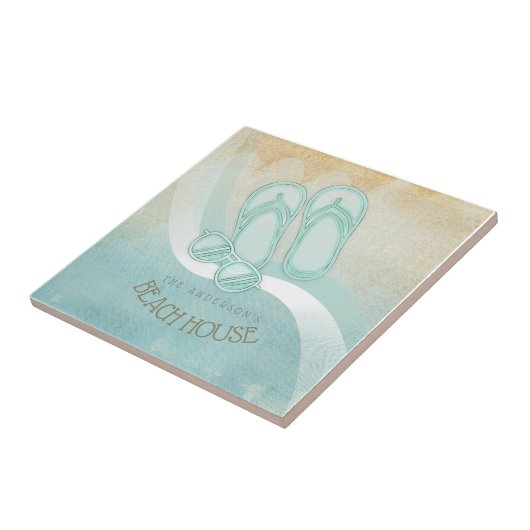 ビーチハウスサングラスとビーチサンダルアクアID623 タイル (側面)