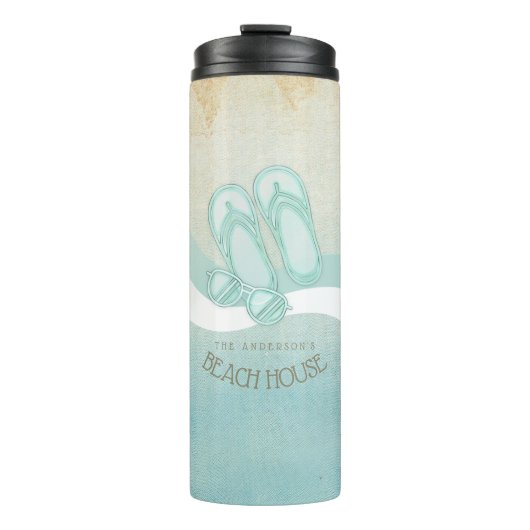 ビーチハウスサングラスとビーチサンダルアクアID623 タンブラー (正面)