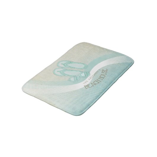 ビーチハウスサングラスとビーチサンダルアクアID623 バスマット (アングル)