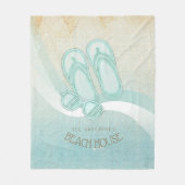 ビーチハウスサングラスとビーチサンダルアクアID623 フリースブランケット (正面)