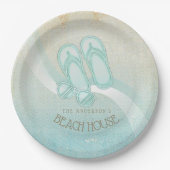 ビーチハウスサングラスとビーチサンダルアクアID623 ペーパープレート (正面)