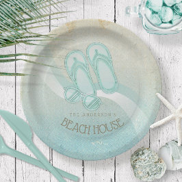 ビーチハウスサングラスとビーチサンダルアクアID623 ペーパープレート