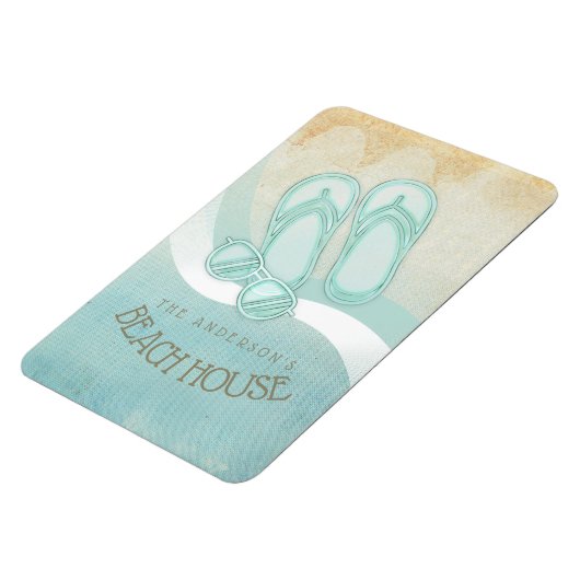 ビーチハウスサングラスとビーチサンダルアクアID623 マグネット (左側)