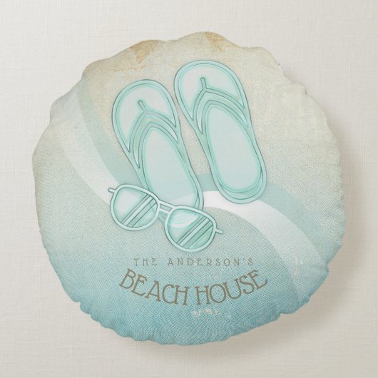 ビーチハウスサングラスとビーチサンダルアクアID623 ラウンドクッション (裏面)