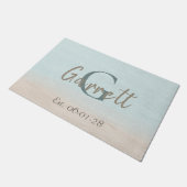 ビーチハウスサンドパステルかわいらしブルー ドアマット (アングル)