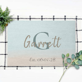 ビーチハウスサンドパステルかわいらしブルー ドアマット