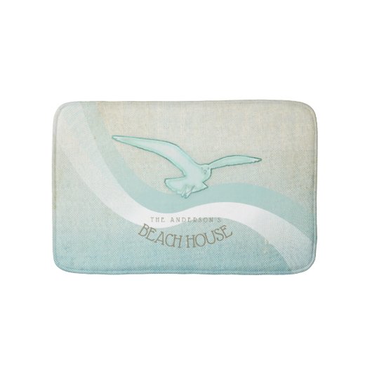 ビーチハウスシーガルアクアブルーID623 バスマット (正面)