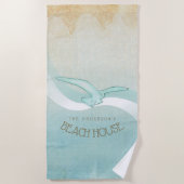 ビーチハウスシーガルアクアブルーID623 ビーチタオル (正面)