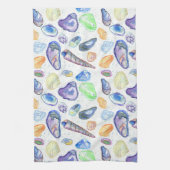 ビーチハウスシーシェルズクラムオイスター キッチンタオル (縦)