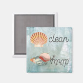 ビーチハウスシーシェル食洗機クリーン汚い マグネット (正面/裏面)