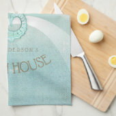 ビーチハウスシーホースアクアブルーID623 キッチンタオル (四つ折り)