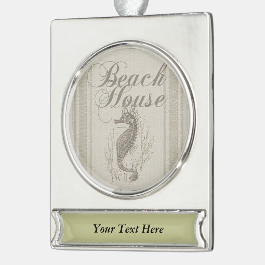 ビーチハウスシーホースシーショア シルバープレートバナーオーナメント (左)