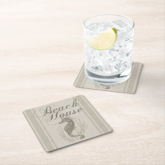 ビーチハウスシーホースシーショア スクエアペーパーコースター (インサイチュ)