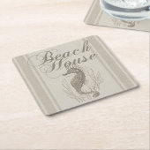 ビーチハウスシーホースシーショア スクエアペーパーコースター (アングル)