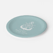 ビーチハウスティール（緑がかった色）ファミリーネームいかり ペーパープレート (アングル)