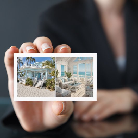 ビーチハウスバケーションレンタルカスタム写真QRコード 名刺