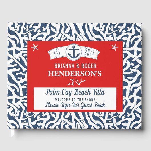ビーチハウスバケーションレンタル航海のコーラルパターン ゲストブック (正面)