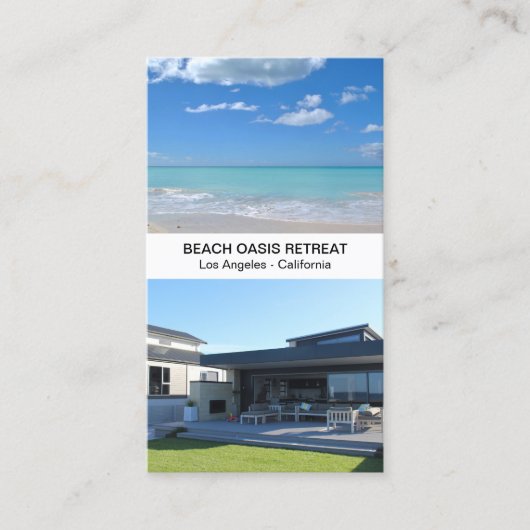 ビーチハウスバケーションレンタルQRソーシャルメディアアイコン 名刺 (正面)
