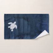 ビーチハウスバスネイビーホワイトシーホースタートルコーラル バスタオルセット (ハンドタオル)