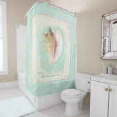ビーチハウスバスルームパーソナライズされたウェルカムコンチ シャワーカーテン (インサイチュ)