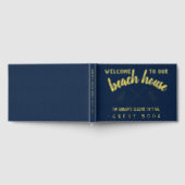ビーチハウスパーソナライズされたバケーションレンタルネイビー金ゴールド ゲストブック (全面)