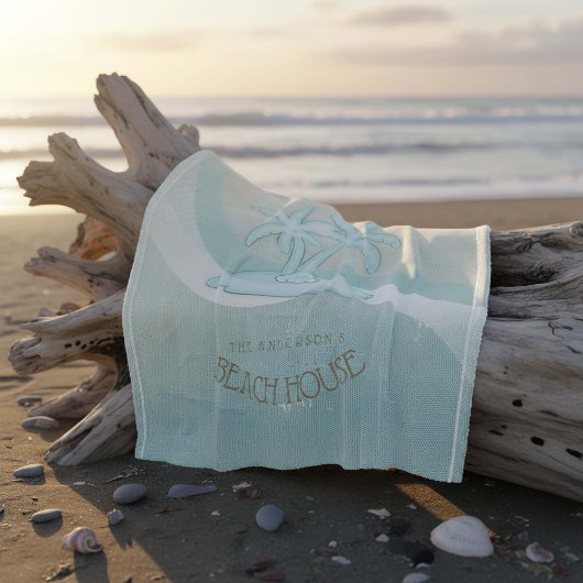 ビーチハウスパームツリーズアクアID623 フリースブランケット