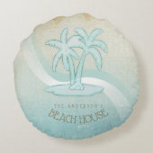 ビーチハウスパームツリーズアクアID623 ラウンドクッション (裏面)