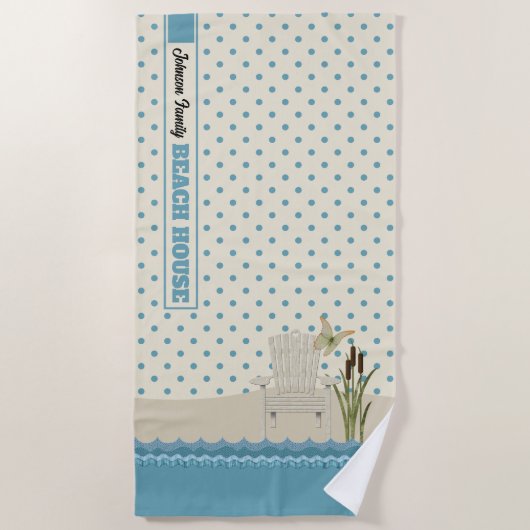 ビーチハウスビーチシーンレイクハウス ビーチタオル (正面)