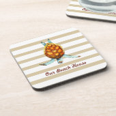 ビーチハウスピローとウミガメのオンストライプタン コースター (左側)