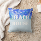 ビーチハウスピローデコールブルーとホワイトデザイン クッション (ブランケット)