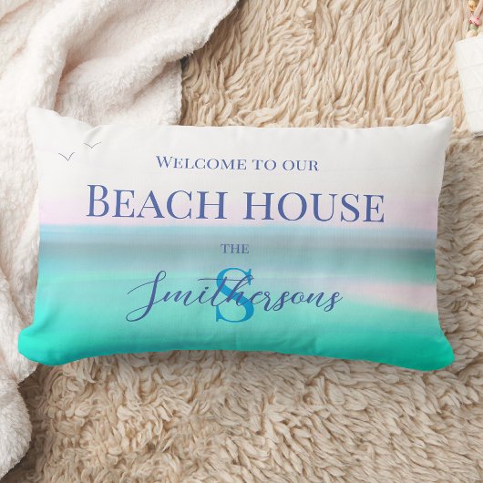 ビーチハウスピロー海ブルーシー装飾用クッション ランバークッション