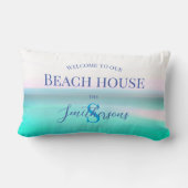 ビーチハウスピロー海ブルーシー装飾用クッション ランバークッション (裏面)