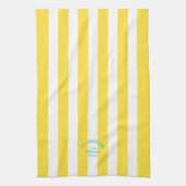 ビーチハウスファミリーネームイエローカバナストライプ キッチンタオル (縦)