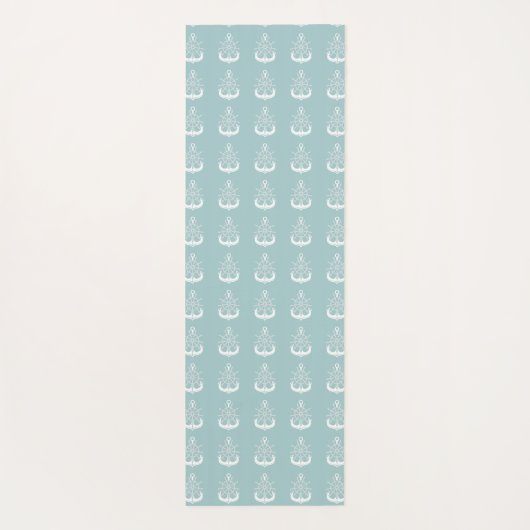 ビーチハウスファミリーネームティール(緑がかった色)いかり ヨガマット (裏面)